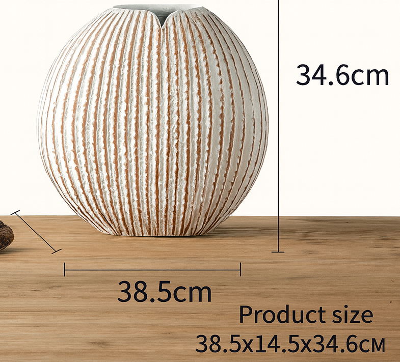 Coastal, organic Modern, and Rustic-inspired,Textured, Ribbed Surface, vase