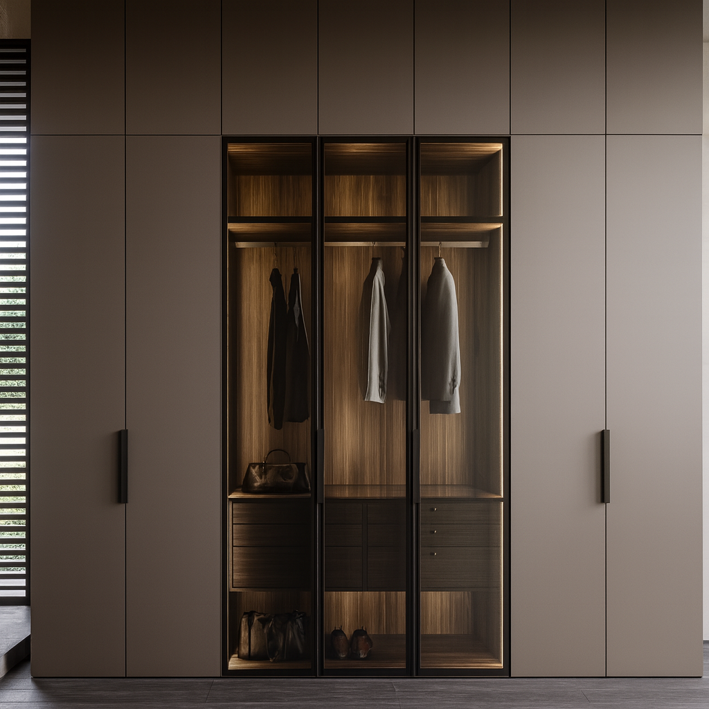 Modern Built-in Wardrobe with Glass Panels