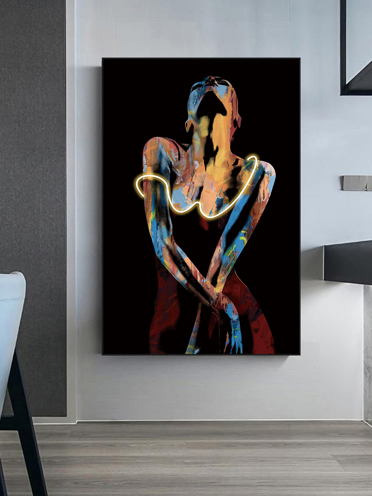 Modern expressionism, neon contemporary art, and abstract figurative style