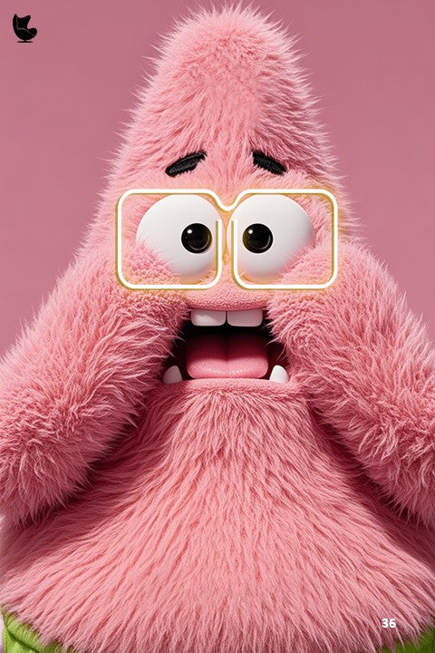 fluffy freakout - illuminated neon star eyes led wall frame