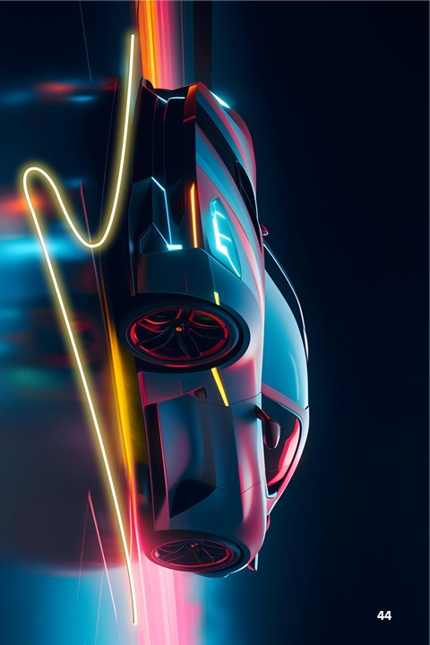 electric drift - glowing velocity phantom hypercar wall frame