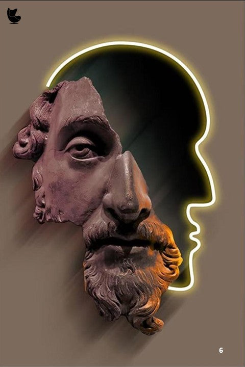 ethereal bearded silhouette-illuminated aura portrait led wall frame