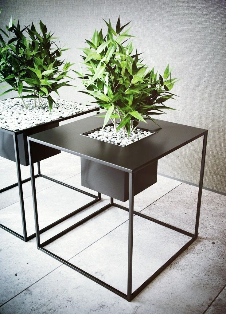 Modern Metal Center Table with Integrated Planter – Contemporary Coffee Table