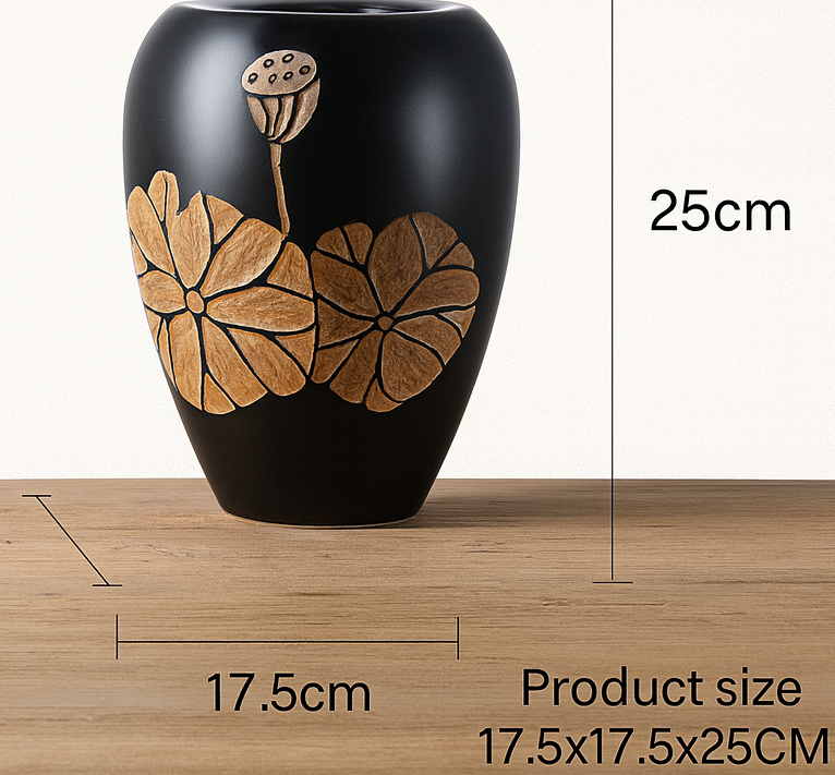 Modern Rustic, bohemian, and handcrafted artisanal,Matte Black Finish, vase