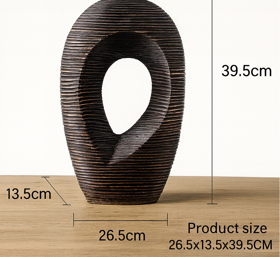 Modern sculptural, organic, and tribal-inspired,Abstract, Open-Circle Form, Vase