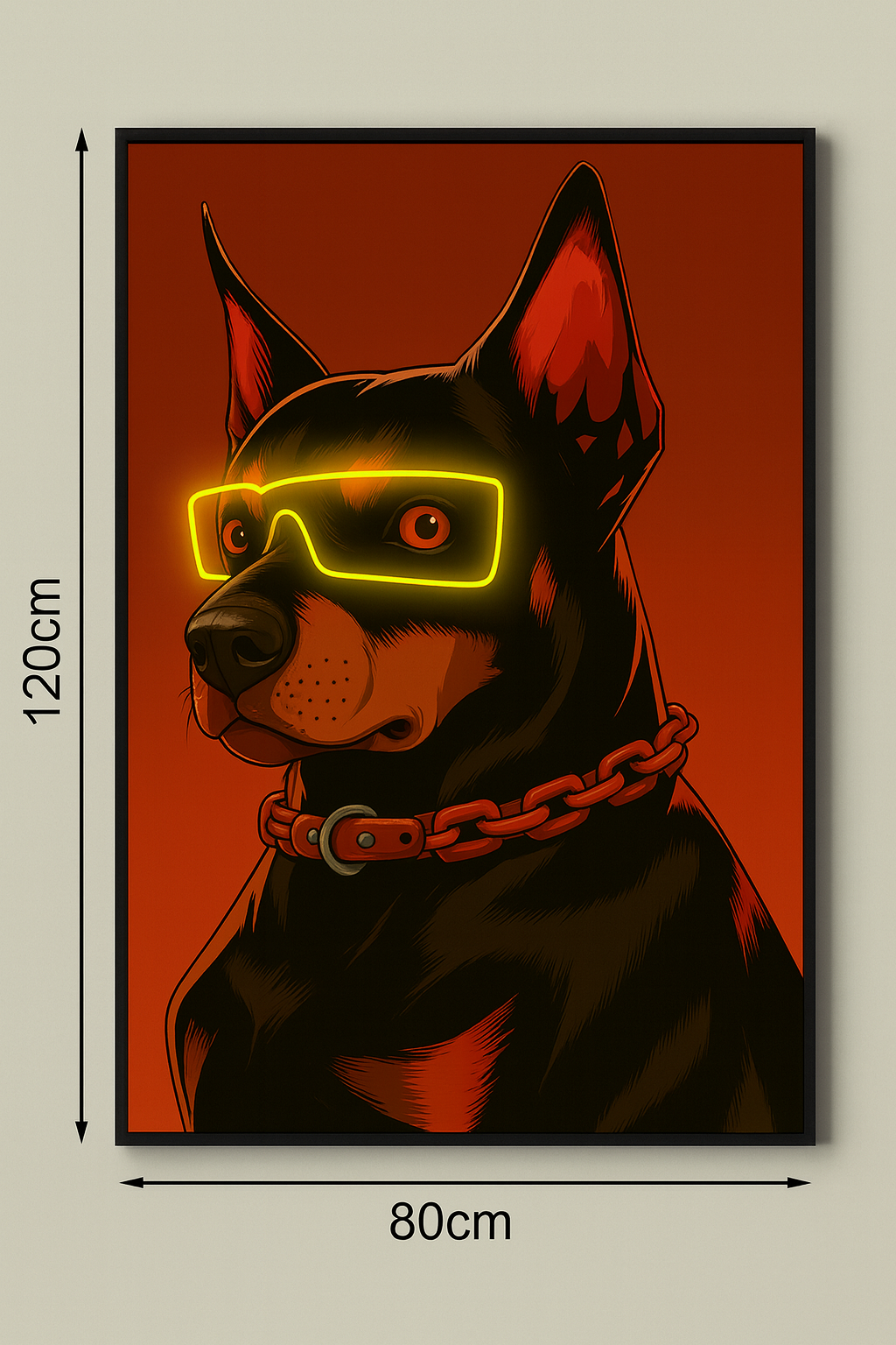 LED Wall Frame (Doberman with Neon Glasses)