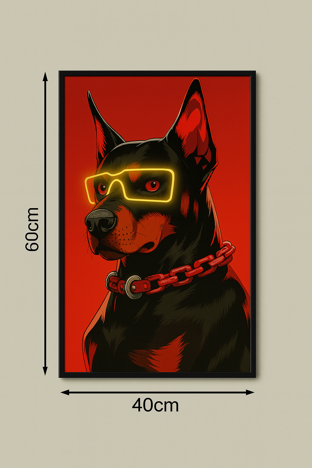 LED Wall Frame (Doberman with Neon Glasses)