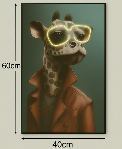 LED Wall Frame (Giraffe with Neon Glasses)