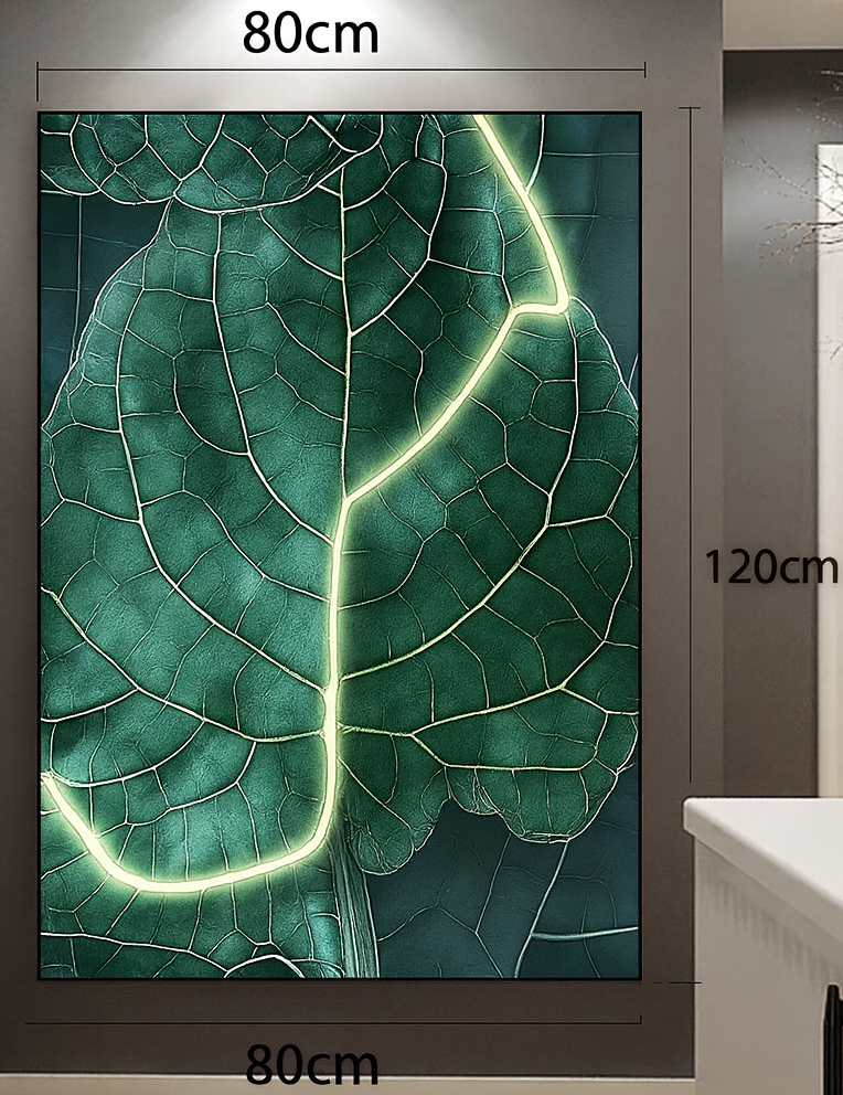 Modern contemporary, biophilic, and neon-futuristic,natural elements with digital aesthetics,