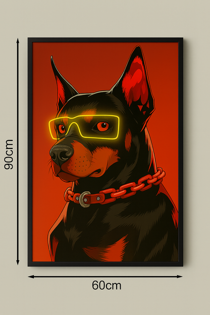 LED Wall Frame (Doberman with Neon Glasses)
