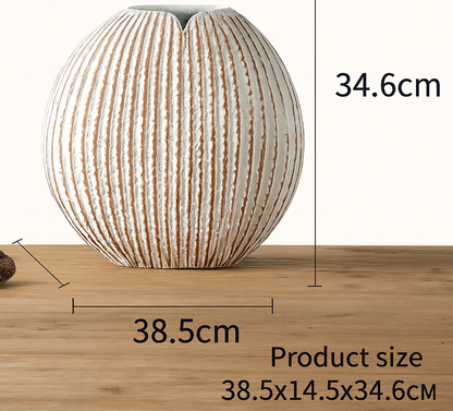Coastal, organic Modern, and Rustic-inspired,Textured, Ribbed Surface, vase