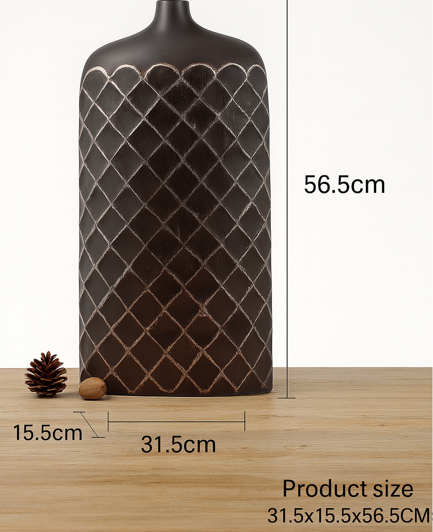 Modern tribal, Rustic, and contemporary artisan-inspired,Flat, Rectangular Form with a Slim Neck vase