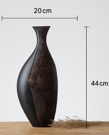 Modern tribal, sculptural, and contemporary luxury,Asymmetrical, Flowing Silhouettes, vase
