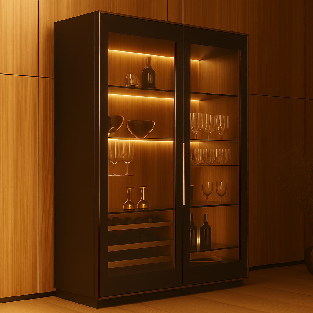 Luxury Glass-Door Bar Cabinet
