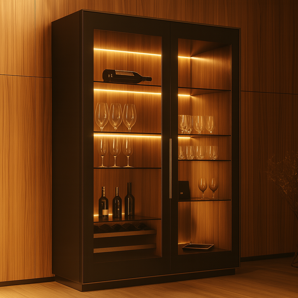 Luxury Glass-Door Bar Cabinet