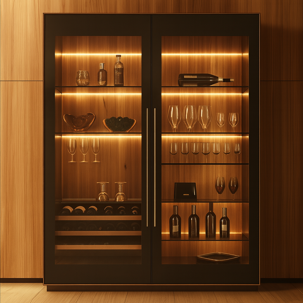 Luxury Glass-Door Bar Cabinet