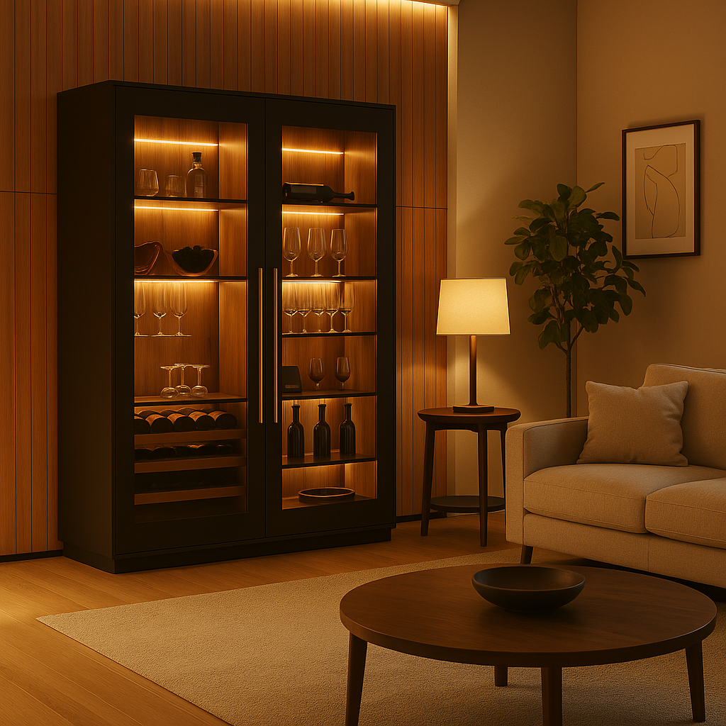 Luxury Glass-Door Bar Cabinet