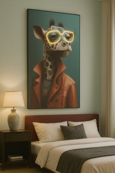 LED Wall Frame (Giraffe with Neon Glasses)