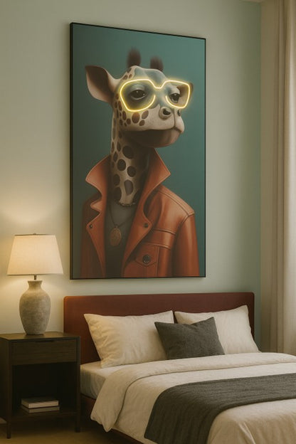 LED Wall Frame (Giraffe with Neon Glasses)
