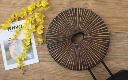 Modern tribal, sculptural, and organic contemporary,Circular Disc Shape with Radiating Textur