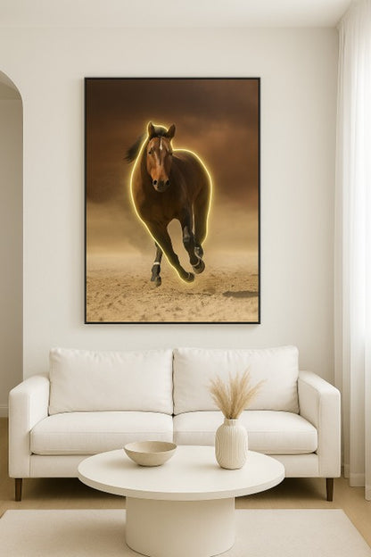 LED Wall Frame (Running Horse with Neon Outline)