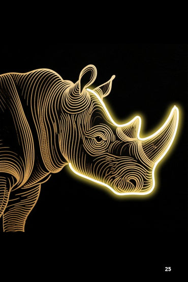 armored luminescence - illuminated rhino majesty led wall frame