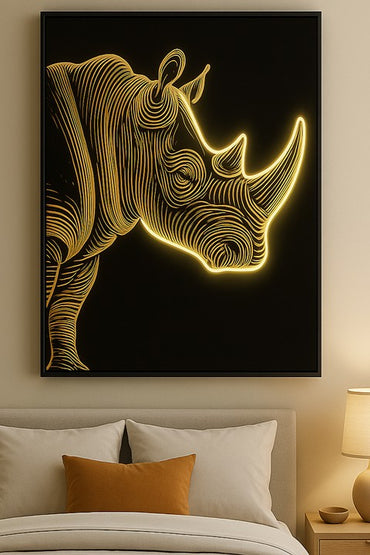 LED Rhino Wall Frame – Strength Meets Modern Art