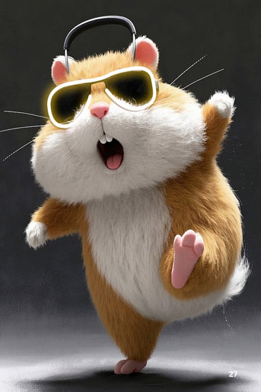 headphone hopper- neon hamster party glow wall frame