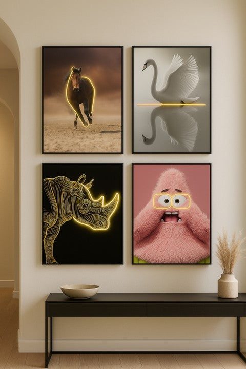 LED Rhino Wall Frame – Strength Meets Modern Art