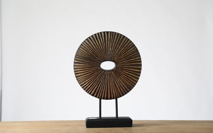 Modern tribal, sculptural, and organic contemporary,Circular Disc Shape with Radiating Textur
