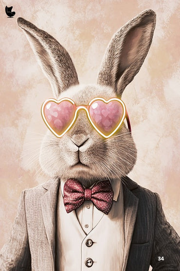 pink heart & bow: illuminated bunny sophisticate led wall frame