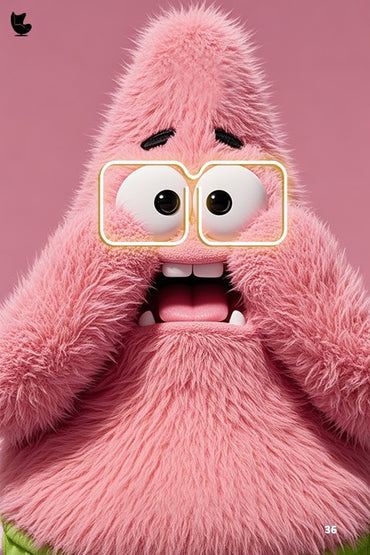 fluffy freakout - illuminated neon star eyes led wall frame