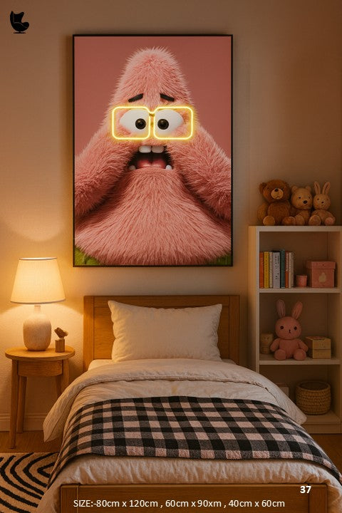 fluffy freakout - illuminated neon star eyes led wall frame