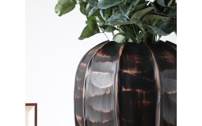 Rustic, tribal-inspired, and contemporary artisan,Organic, Rounded Shape with Vertical Grooves