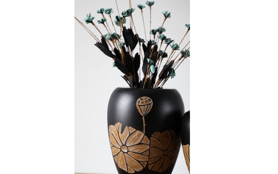 Modern Rustic, bohemian, and handcrafted artisanal,Matte Black Finish, vase