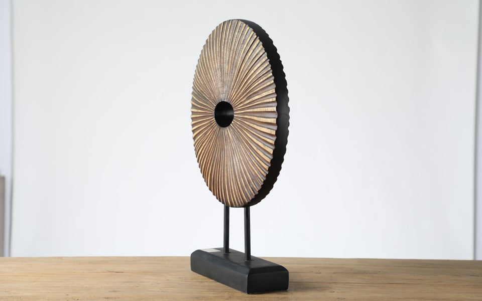 Modern tribal, sculptural, and organic contemporary,Circular Disc Shape with Radiating Textur