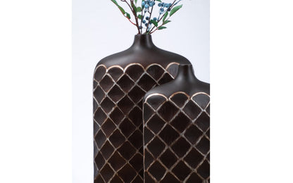 Modern tribal, Rustic, and contemporary artisan-inspired,Flat, Rectangular Form with a Slim Neck vase