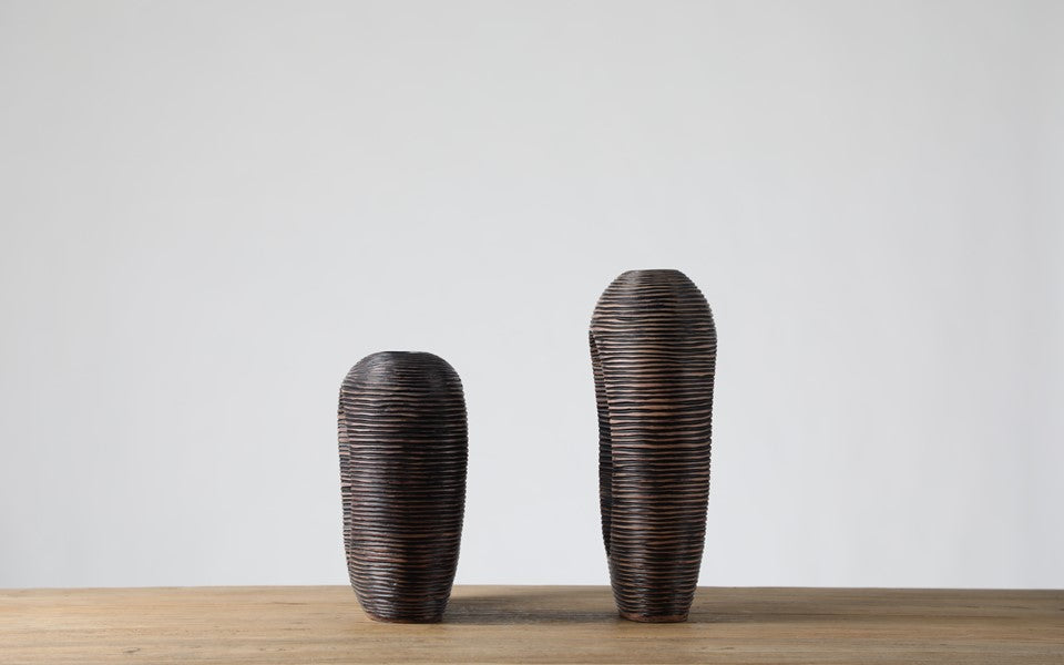 Modern sculptural, organic, and tribal-inspired,Abstract, Open-Circle Form, Vase