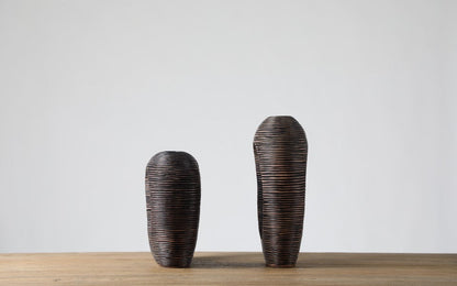 Modern sculptural, organic, and tribal-inspired,Abstract, Open-Circle Form, Vase