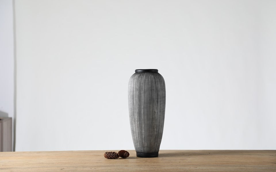 Modern organic, minimalist, and Japandi-inspired,Textured Vertical Lines, vase