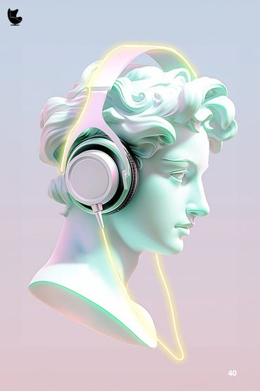 symphony of marble -illuminated headphone david led wall frame