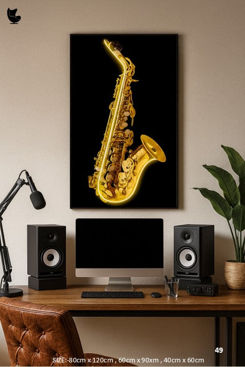 golden saxophone premium led wall frame
