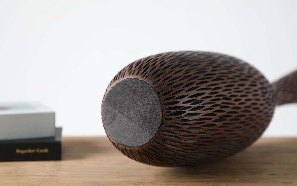 Modern tribal, sculptural, and organic contemporary,Tall, Slender, and Curved Form, vase