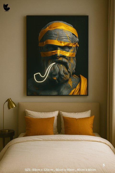 veiled wisdom - illuminated pipe mystic led wall frame