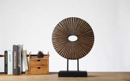 Modern tribal, sculptural, and organic contemporary,Circular Disc Shape with Radiating Textur