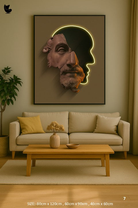 ethereal bearded silhouette-illuminated aura portrait led wall frame