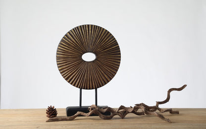 Modern tribal, sculptural, and organic contemporary,Circular Disc Shape with Radiating Textur