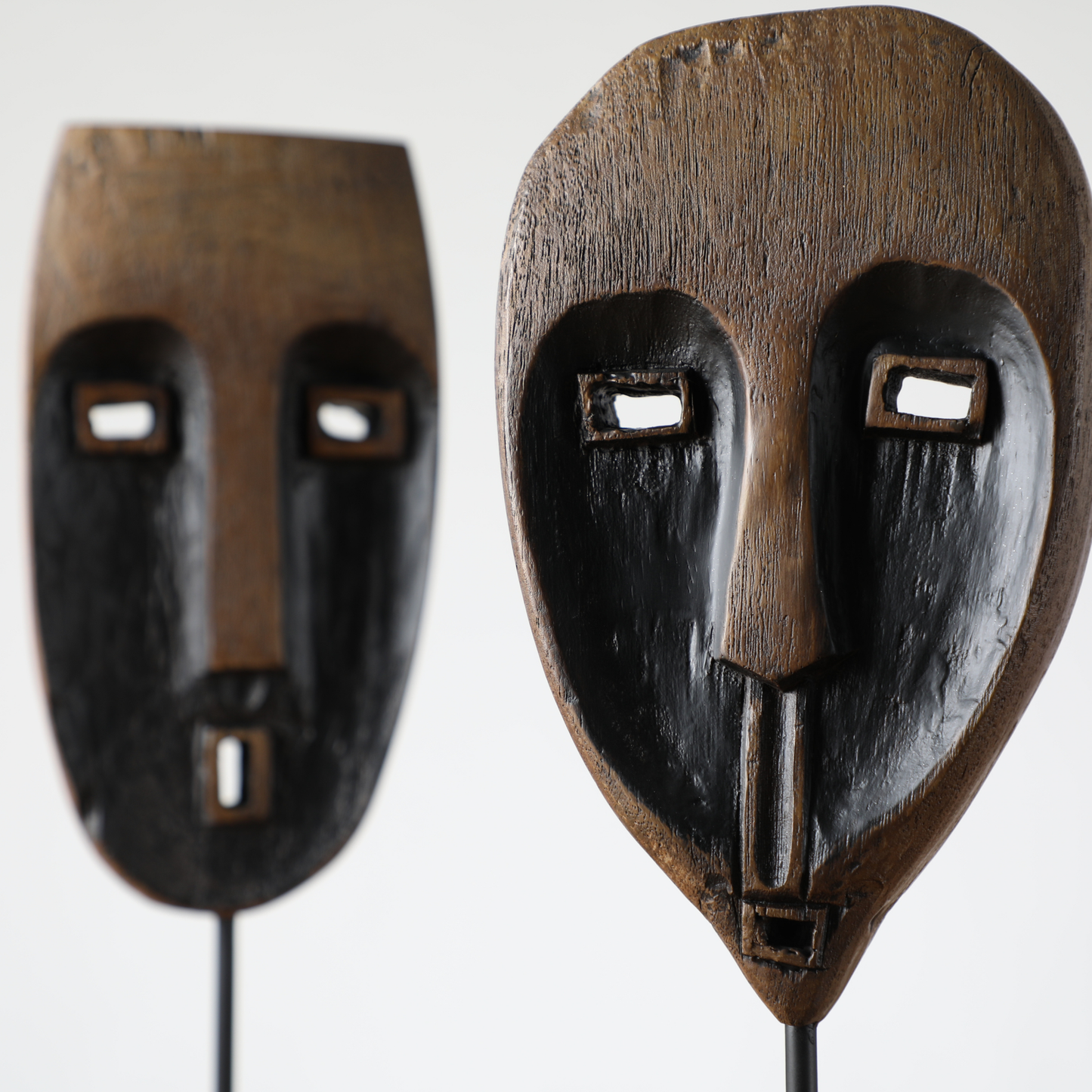 Handcrafted Tribal Face Mask Sculpture on Stand – Modern Ethnic Decorative Accent