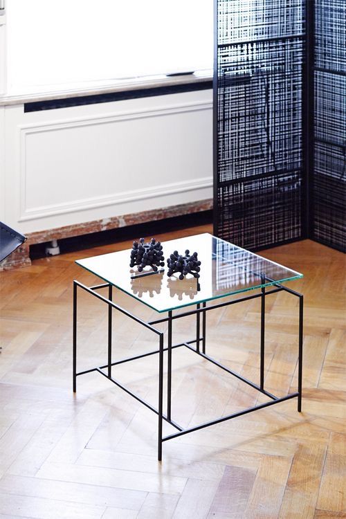 Minimalist Glass Top Coffee Table with Metal Frame