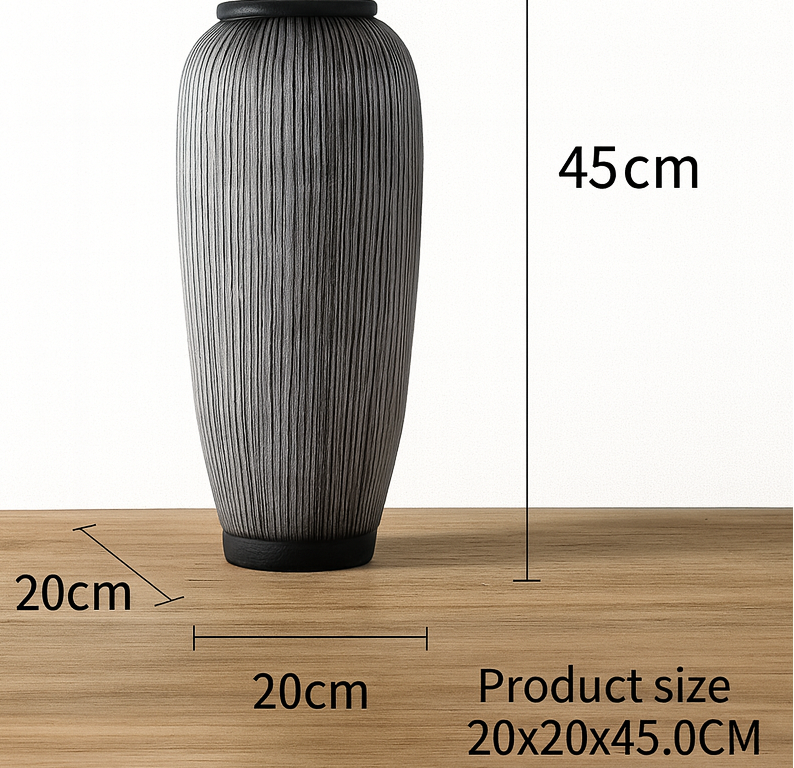 Modern organic, minimalist, and Japandi-inspired,Textured Vertical Lines, vase